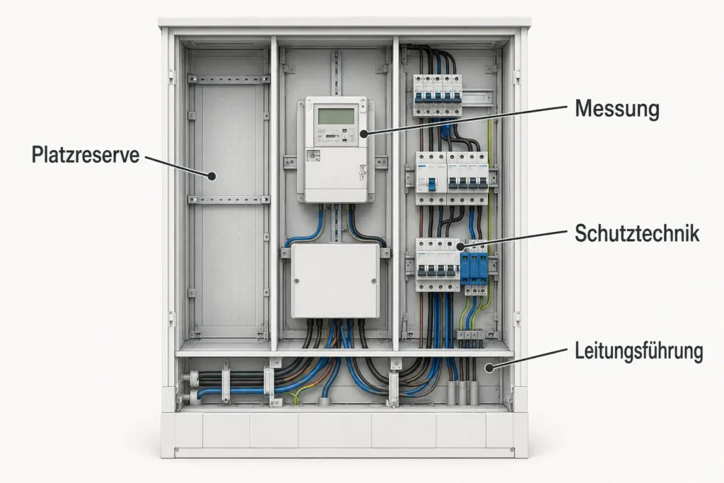 Der Zählerschrank ist ein zentraler Teil der Photovoltaikplanung. Eine frühe Prüfung zeigt, ob der vorhandene Zählerplatz genutzt werden kann, welche Anpassungen erforderlich sind und wie Mess-, Schutz- und Steuertechnik eingebunden werden. Gerade bei älteren Elektroinstallationen verhindert eine sachkundige Bestandsaufnahme pauschale Annahmen. Wer den Zählerschrank für Photovoltaik prüfen lässt, schafft damit eine verlässliche Grundlage für Angebot, Ablauf und Netzanschluss. Machwatt kann die Photovoltaiklösung auf die baulichen und technischen Bedingungen des Gebäudes abstimmen. Die endgültige Beurteilung der Elektroinstallation und der erforderlichen Maßnahmen erfolgt projektbezogen durch qualifizierte Fachkräfte und unter Beachtung der örtlichen Anschlussbedingungen.